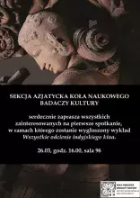 Sekcja Azjatycka Koła Naukowego Badaczy Kultury zaprasza na spotkanie