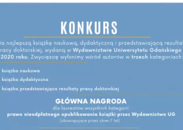 Konkurs na najlepszą książkę naukową, dydaktyczną i przedstawiającą rezultaty pracy doktorskiej