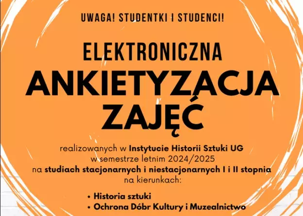 Elektroniczna ankietyzacja zajęć w Instytucie Historii Sztuki UG przedłużona do 27 czerwca!