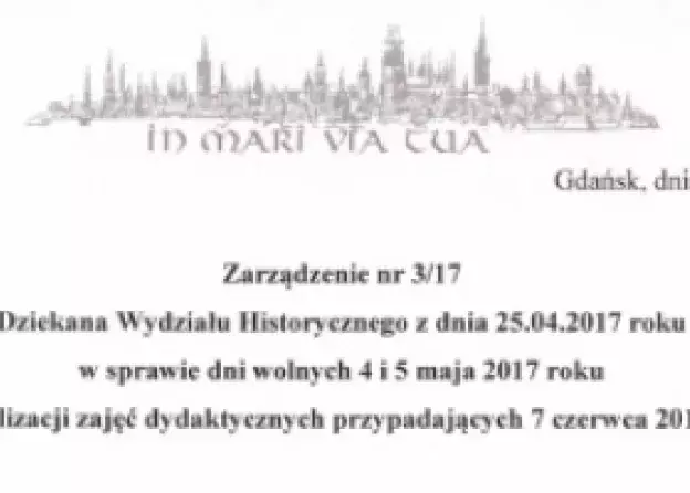 Komunikat dotyczacy zajęć dydaktycznych: 04-05 maja oraz 07 czerwca 2017