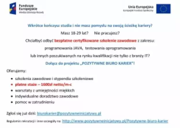 Projekt "Pozytywne Biuro Karier"