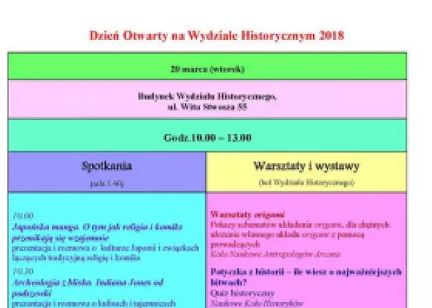 Dzień Otwarty na Wydziele Historycznym
