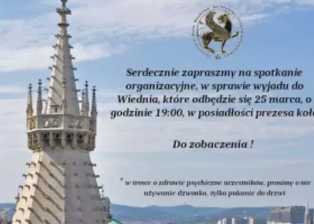 Wyjazd naukowy do Wiednia - zebranie 25.03.2019